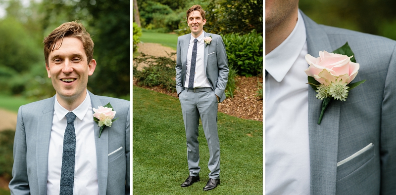 Groom in grey suit